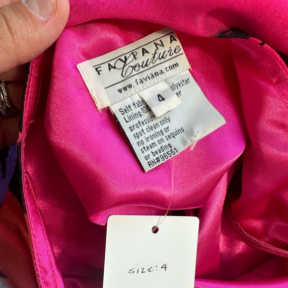 Pink Purple Colorful Abstract Embellished Gown Maxi Prom Dress - Picture 5 of 16